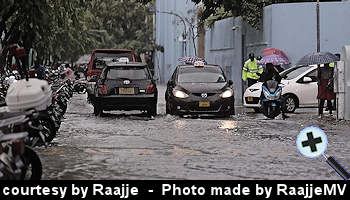 courtesy Raajje - Flooding in the capital due to heavy rain showers